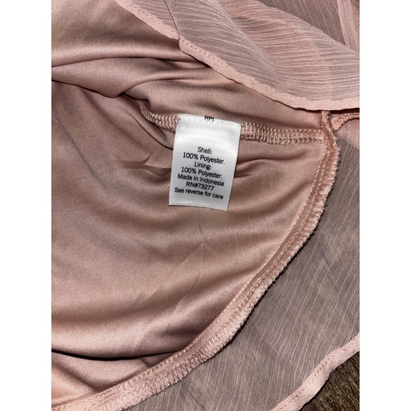 Nine West Womens Pink Pleated V-Neck Balloon Sleeve Peplum Blouse M - Picture 4 of 5